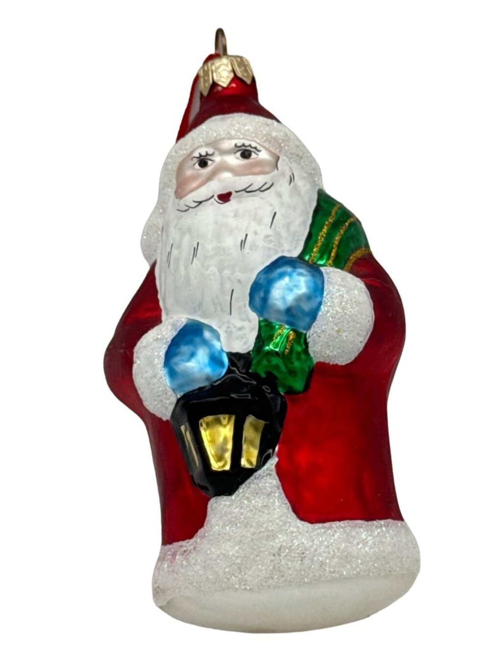 Glass Santa Ornament 6 inch St Nicholas Painted
